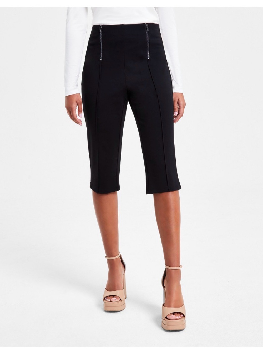 Bar‎ III Front Zip Capri Pant Size M Y2K Minimalist Cropped Pants